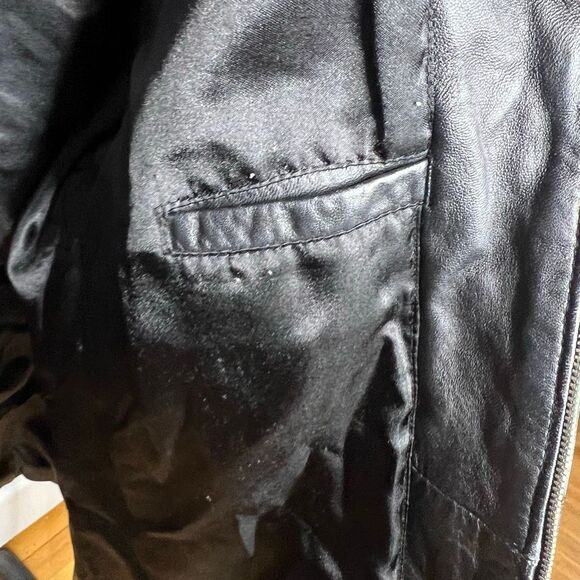 Pamela McCoy Collections *FLAW* Black Quilted Leather Jacket, Women’s L - Picture 3 of 6